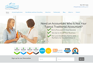 A-List Accounting, LLC Website Screenshot